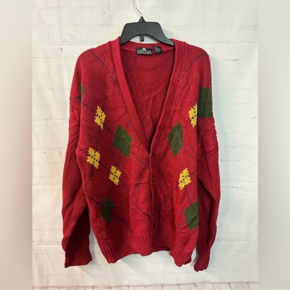 Vintage Structure Cardigan Sweater Large